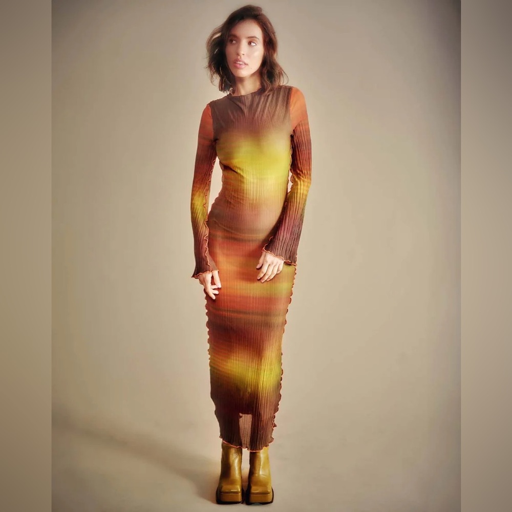 Faithfull the Brand Ombre Maxi Dress in Rust, Olive & Chocolate - Picture 7 of 7
